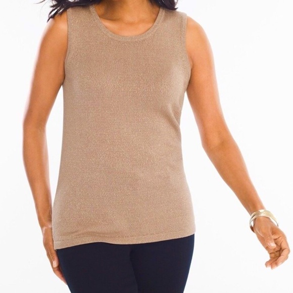 Chico's Tops - CHICO’S Gold Lurex Sweater Tank - NEW w/ Tags - Size 2 (Large)